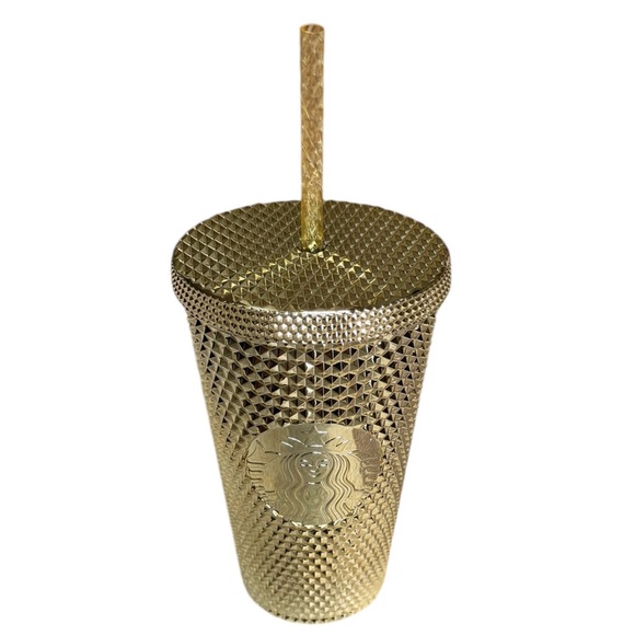 Starbucks Metallic Chrome‎ Gold Bling Studded Grande Holiday 2022 Tumbler Cup - Picture 1 of 6